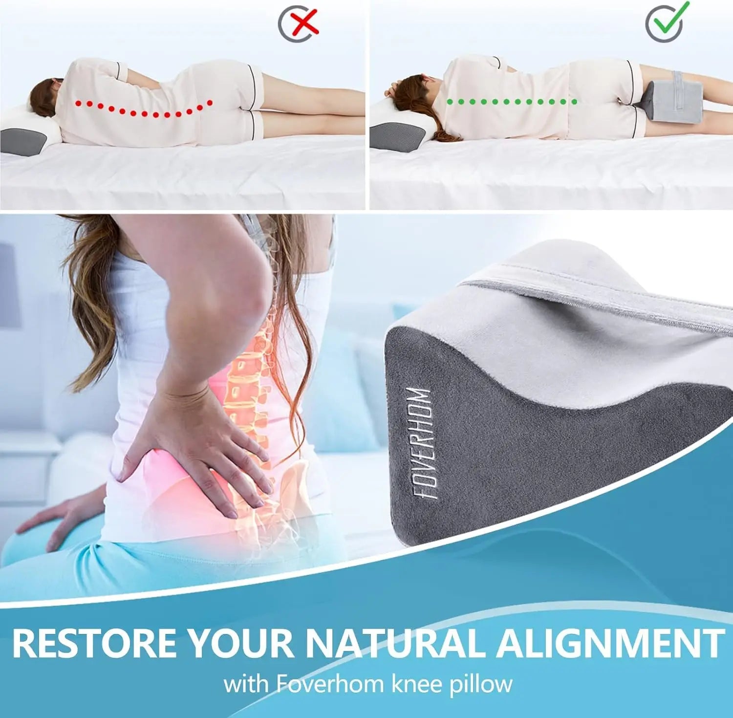 Sciatica Relief Knee Pillow (Grey)