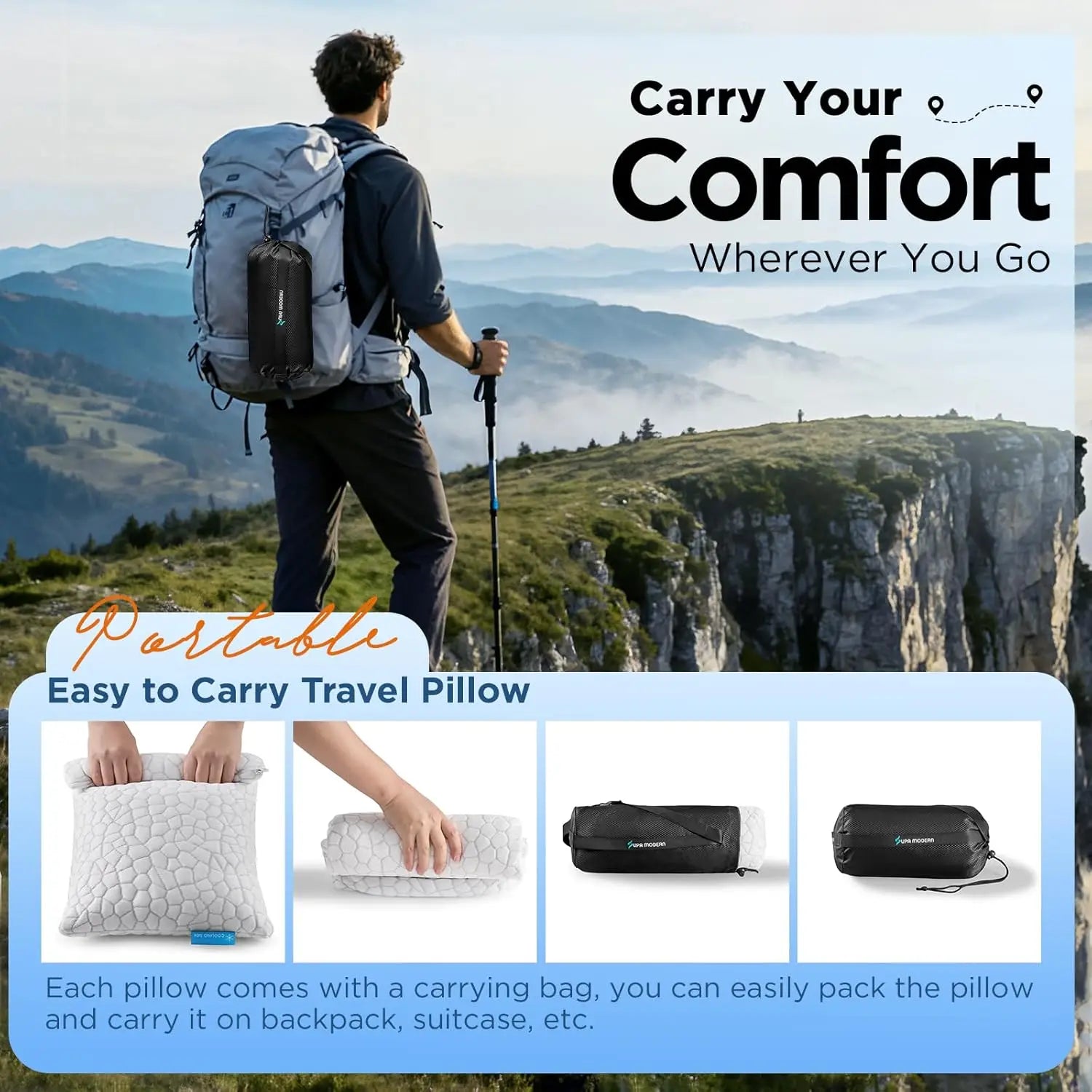 Cooling Travel Pillow (Adjustable Foam)