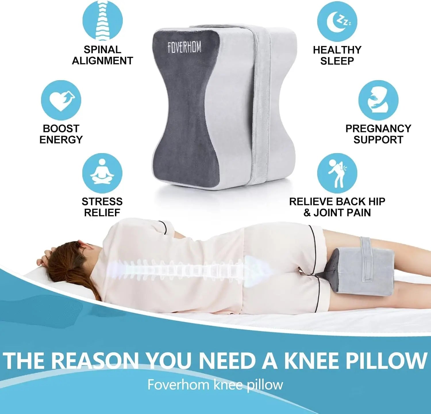 Sciatica Relief Knee Pillow (Grey)