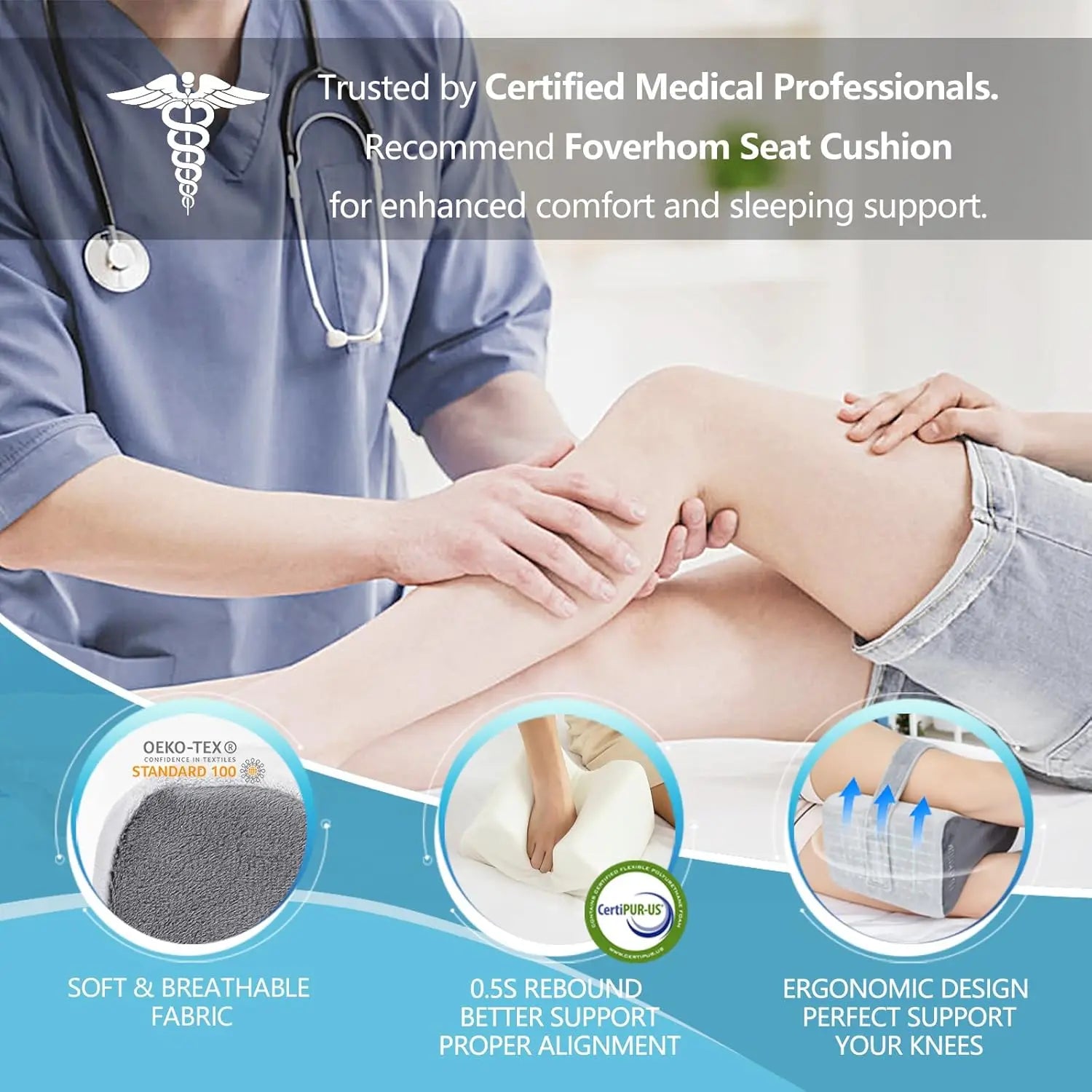 Sciatica Relief Knee Pillow (Grey)